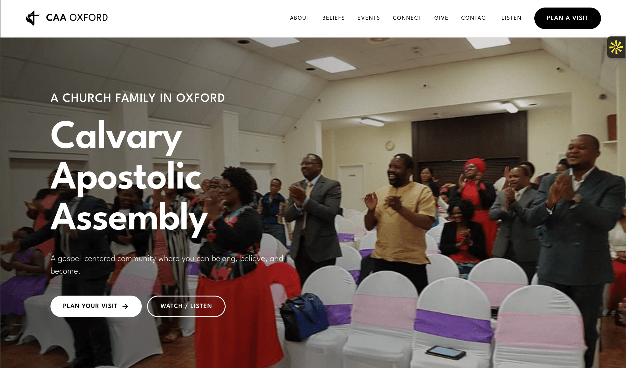 CAA Oxford live website homepage preview